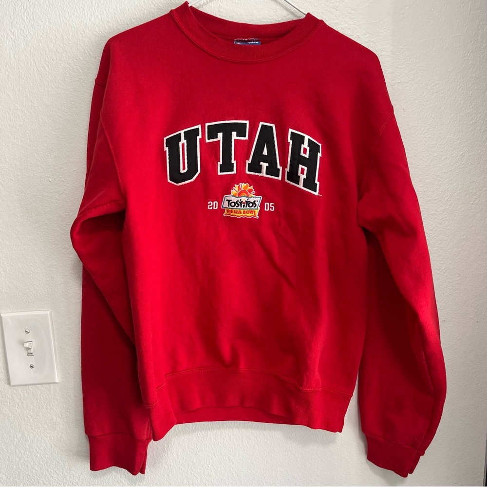 Vintage University of Utah Red Y2K Crewneck Pullover Sweatshirt Tostitos Bowl